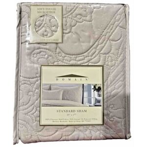 Domain Quilted Matelasse Pillow Standard Sham Beige 21" x 27" Soft Microfiber